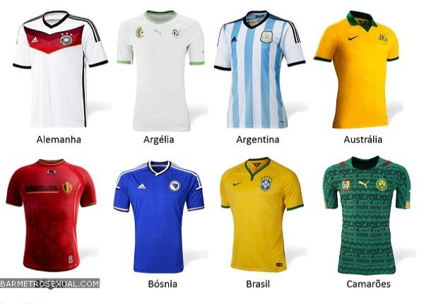 camisa da selecao da alemanha, argelia, argentina, australia, belgica, bosnia, brasil e camaroes.