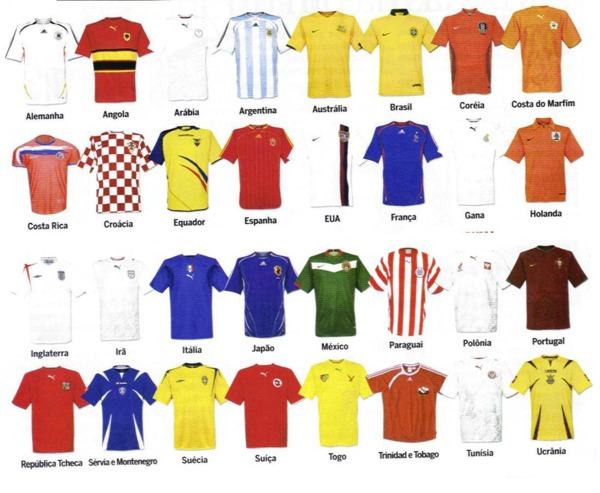 camisa das seleções da copa de 2006