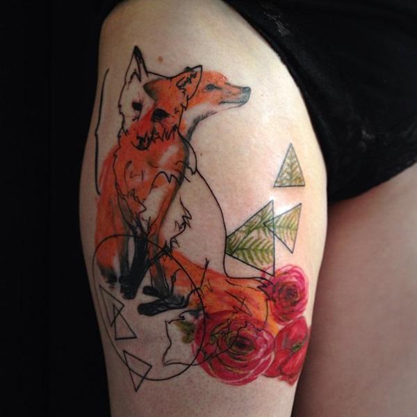 tatuagem aquarela raposa