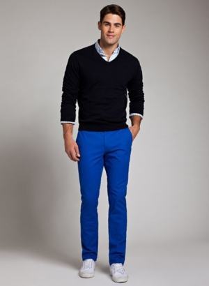 calça colorida masculina azul
